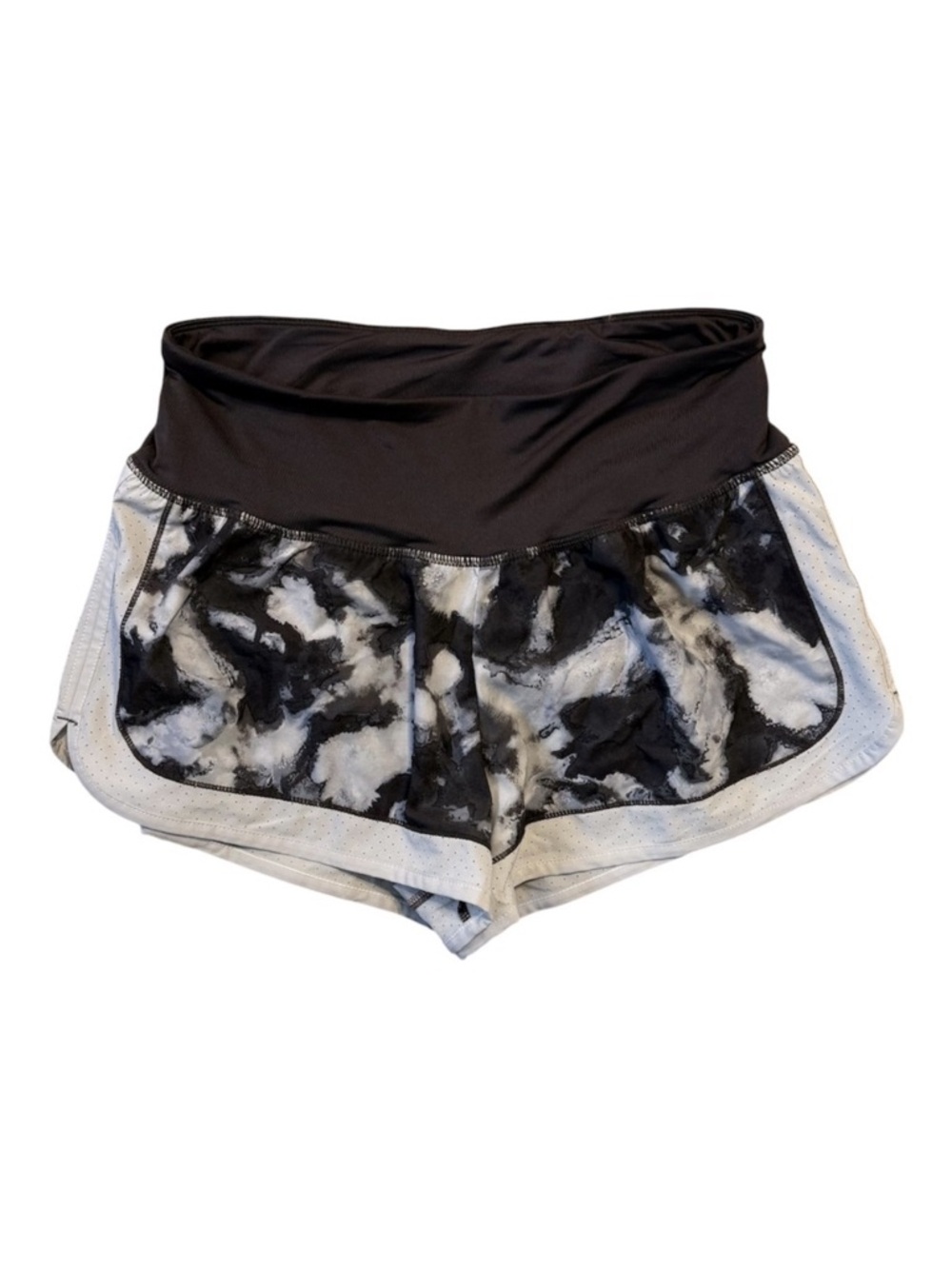 Champion Tie Dye Athletic Running Shorts Black White Marble Print Size Small